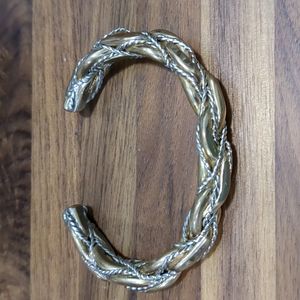 Sergio Lub gold tone and silver tone chunky woven bracelet